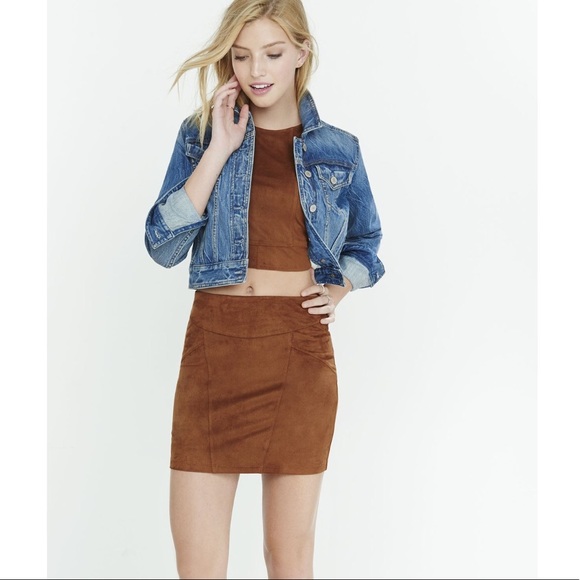 Express Dresses & Skirts - Express Faux Suede Mini Skirt Cognac Size XS